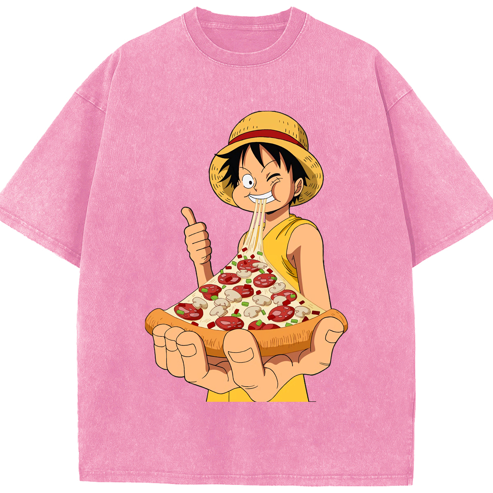 ワンピース モンキー・D・ルフィ ONE PIECE Monkey D. Luffy 綿100% ヴィンテージ風 半袖Tシャツ（フロントプリント）
